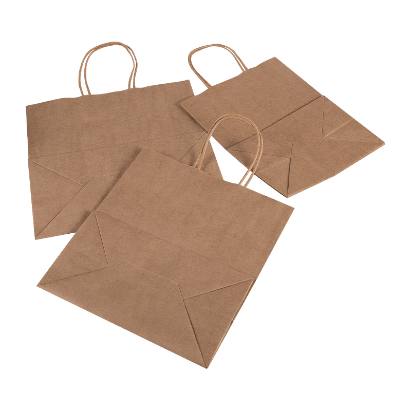 Bulk Kraft Paper Shopping Takeaway Tasker med bærehåndtag