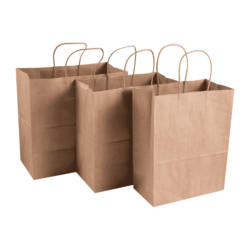 Bulk Kraft Paper Shopping Takeaway Tasker med bærehåndtag